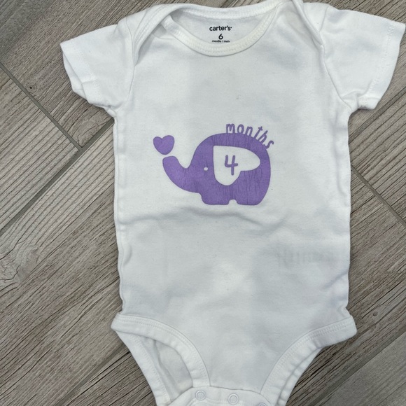 Baby elephant milestone onesies hand painted months 1-9 - Picture 6 of 13